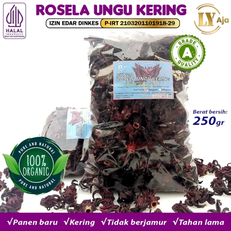 Teh Bunga Rosella Ungu Kering LY Aja Grade A - Gambar 16
