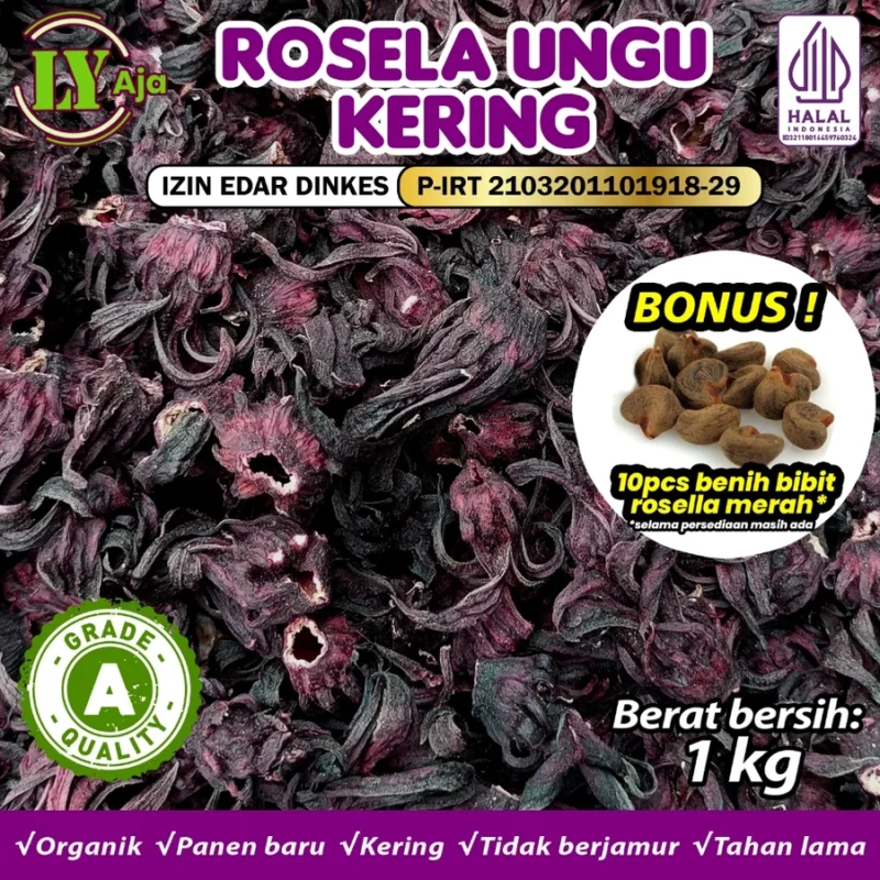 eh Rosella Ungu Kering LY Aja Grade A – Teh Herbal Premium