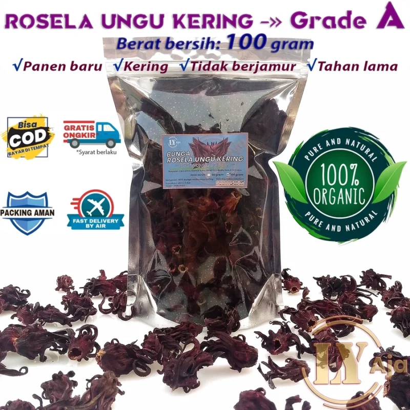 Teh Bunga Rosella Ungu Kering LY Aja Grade A - Gambar 8