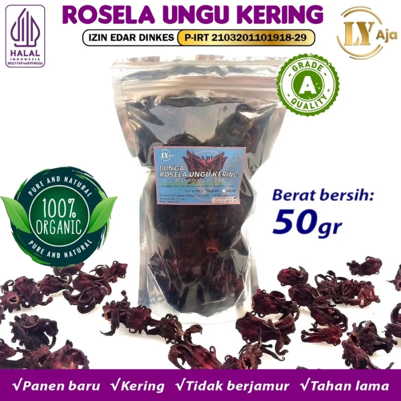 Teh Bunga Rosella Ungu Kering LY Aja Grade A - Gambar 2