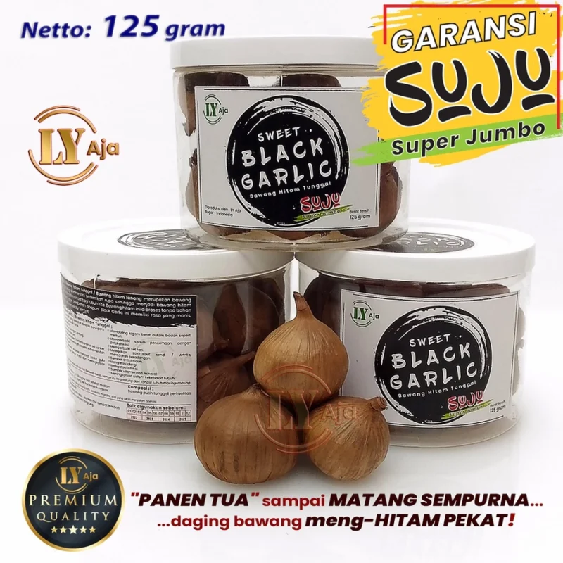 Bawang Hitam Tunggal Super Jumbo 125g LY Aja – Sweet Black Garlic Premium, Sehat & Alami
