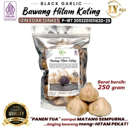 Bawang Hitam Kating 250g LY Aja – Black Garlic Sweet Bulbs, Manis, Sehat, dan Ekonomis