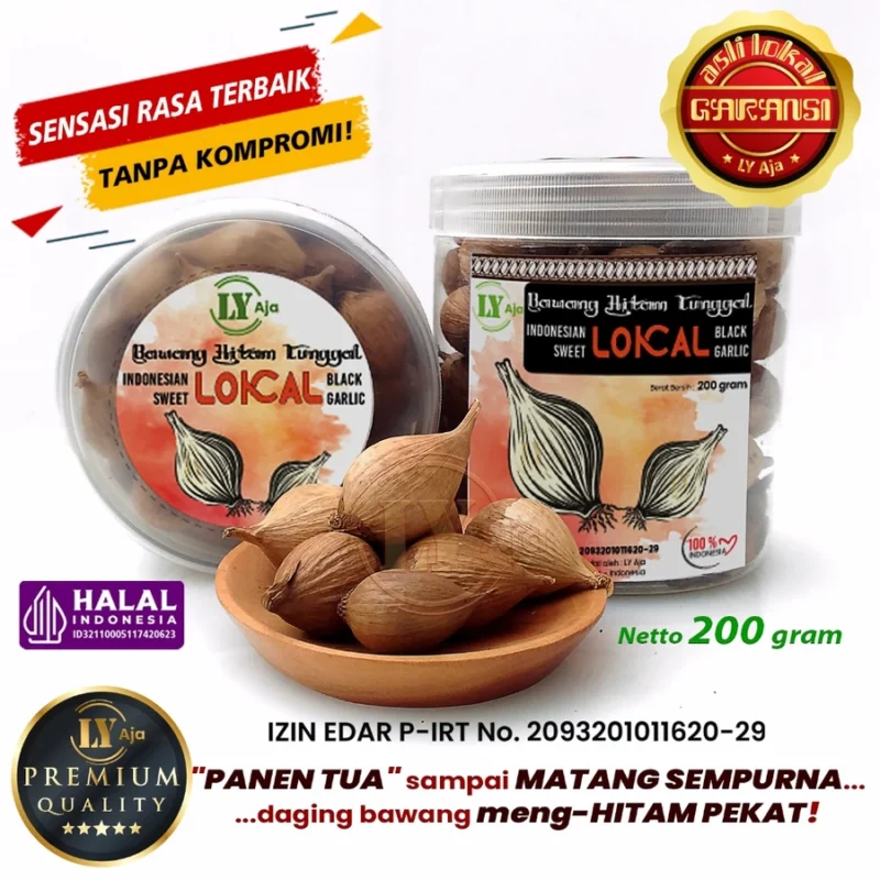 Bawang Hitam Tunggal Lokal 200g LY Aja – Sweet Black Garlic Super Premium