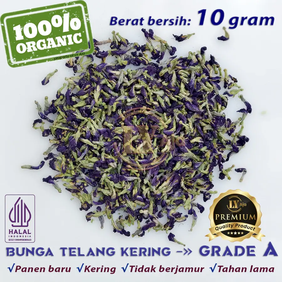 Teh Bunga Telang LY Aja – Double Layer Butterfly Pea Tea Organik, premium dan tanpa bahan kimia