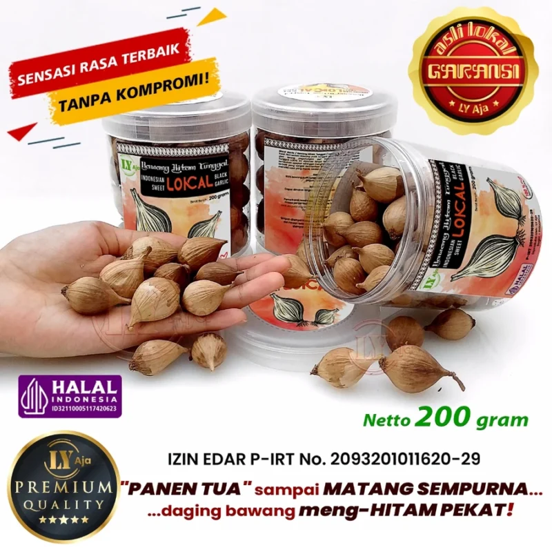 Bawang Hitam Tunggal LOKAL 200 Gram LY Aja Super Premium Sweet Black Garlic - Gambar 2