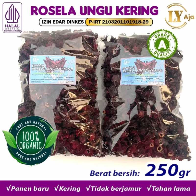 Teh Bunga Rosella Ungu Kering LY Aja Grade A - Gambar 15