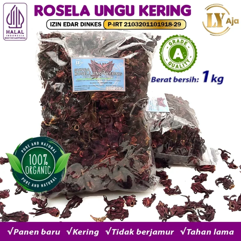 Teh Bunga Rosella Ungu Kering LY Aja Grade A - Gambar 13