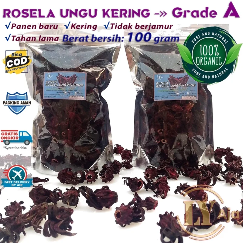 Teh Bunga Rosella Ungu Kering LY Aja Grade A - Gambar 7