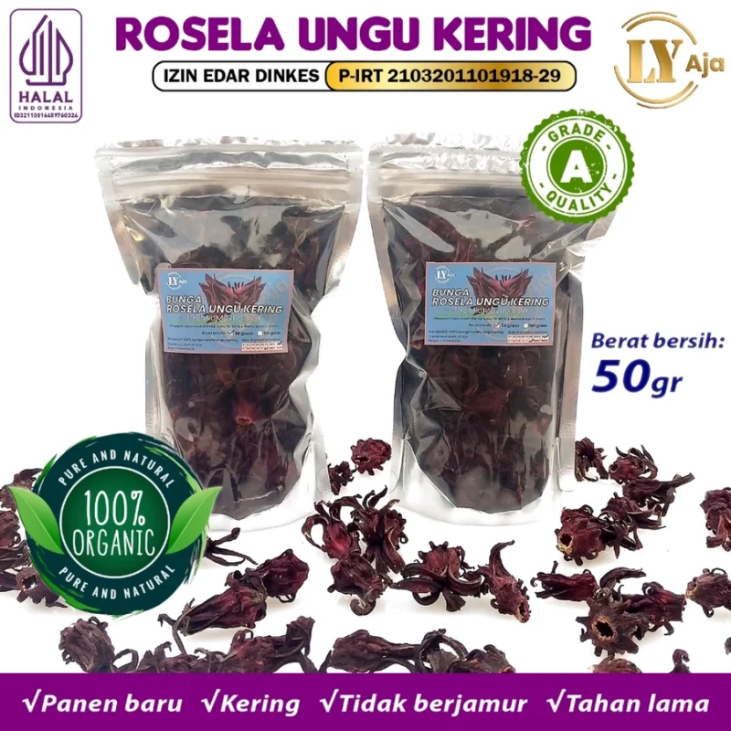 Teh Bunga Rosella Ungu Kering LY Aja Grade A - Gambar 4