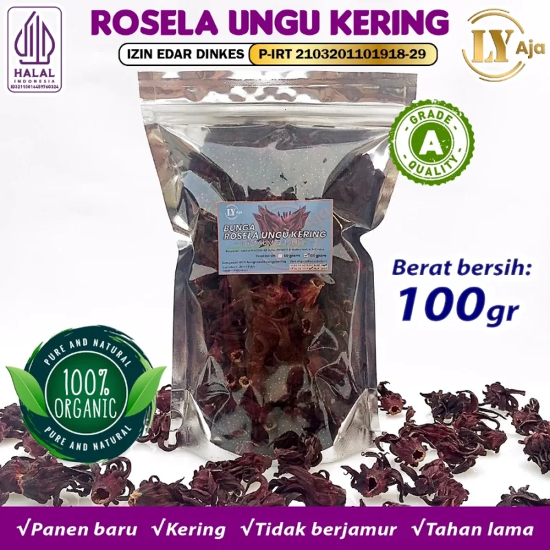Teh Bunga Rosella Ungu Kering LY Aja Grade A - Gambar 17