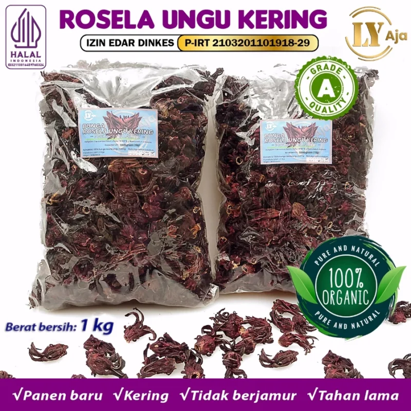 Teh Bunga Rosella Ungu Kering LY Aja Grade A - Gambar 12