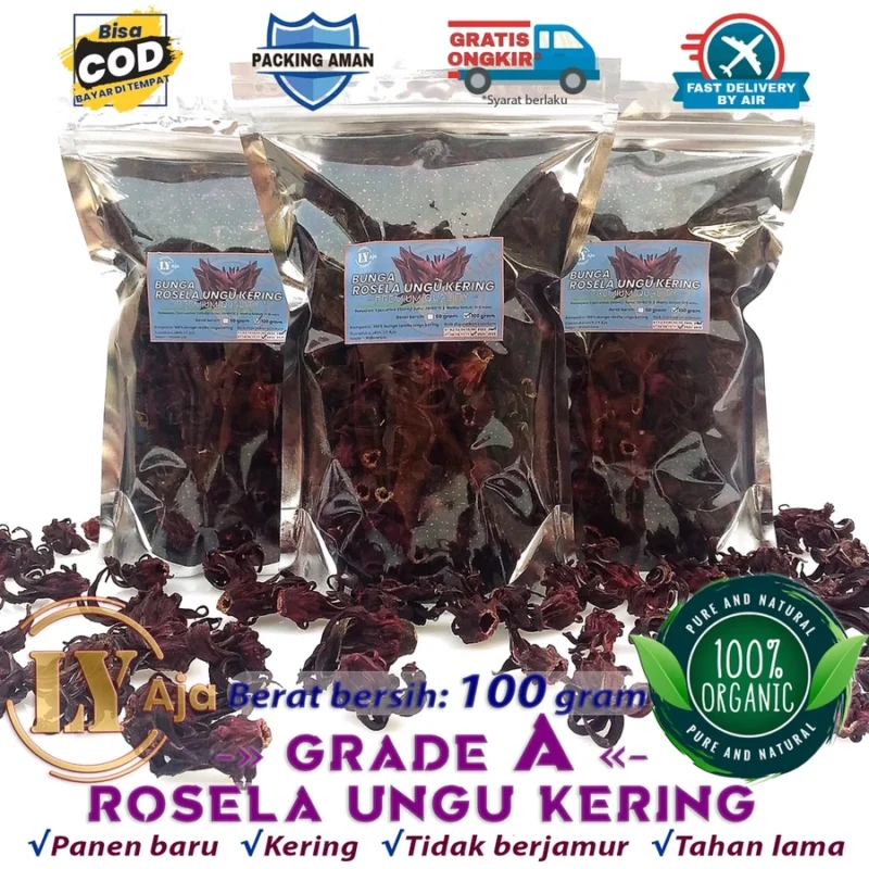 Teh Bunga Rosella Ungu Kering LY Aja Grade A - Gambar 6
