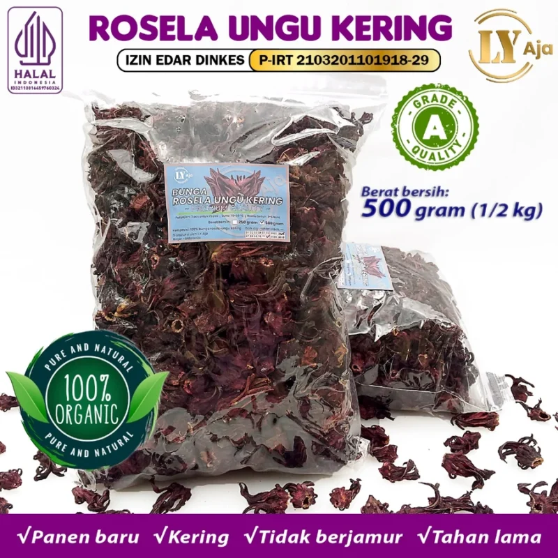 Teh Bunga Rosella Ungu Kering LY Aja Grade A - Gambar 23
