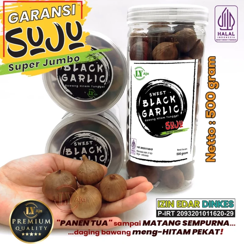SUPER JUMBO PREMIUM Bawang Hitam Tunggal Lanang 500g LY Aja Sweet Black Garlic - Gambar 3