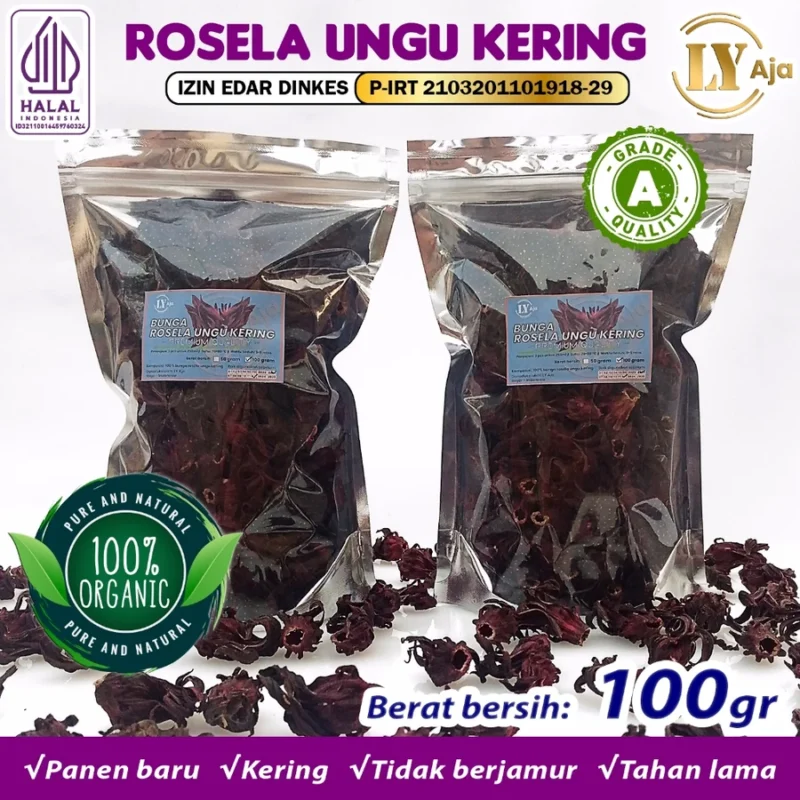 Teh Bunga Rosella Ungu Kering LY Aja Grade A - Gambar 18