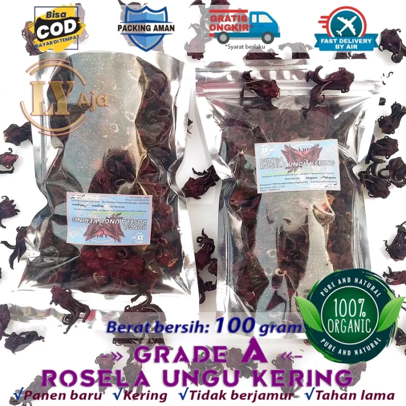 Teh Bunga Rosella Ungu Kering LY Aja Grade A - Gambar 5