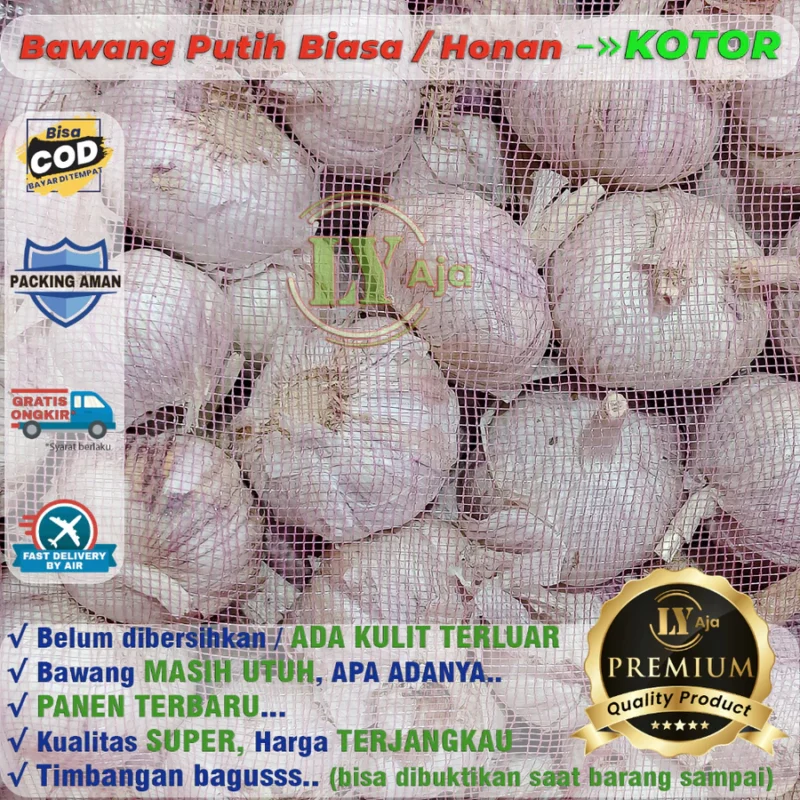 Bawang Putih Biasa Honan 1 KG BERSIH dan KOTOR Kualitas Super LY Aja 1Kg - Gambar 4