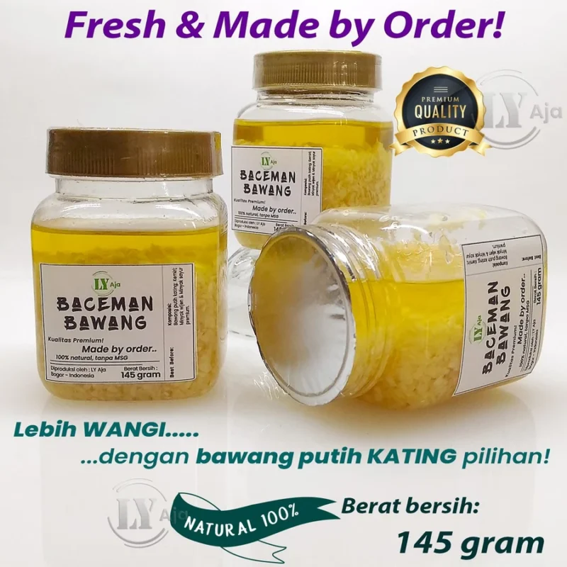 LY Aja Baceman Bawang Putih Kating 145g – Minced Garlic in Oil Tanpa Pengawet Premium - Image 2