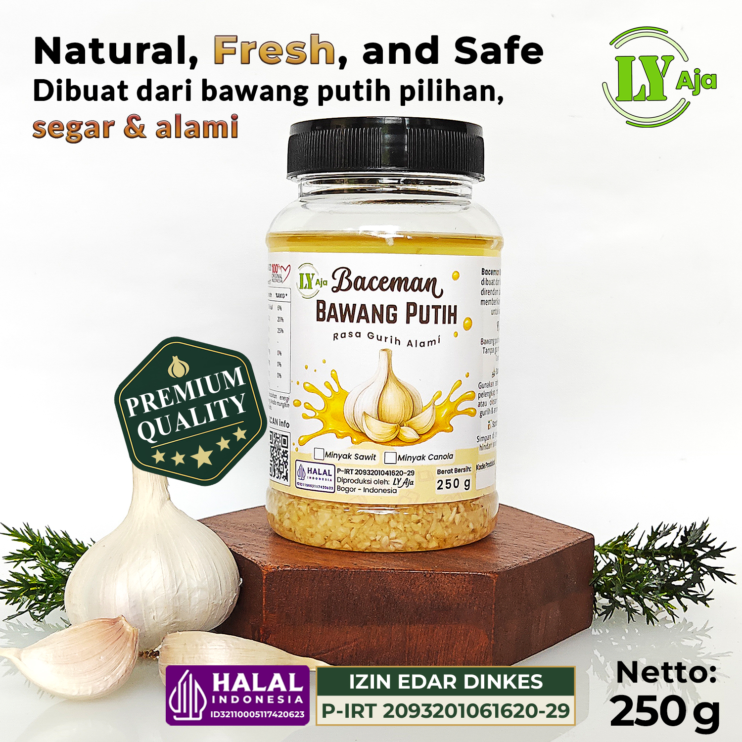 LY Aja Baceman Bawang Putih Kating 250g – Minced Garlic in Oil Tanpa Pengawet Premium - Image 5