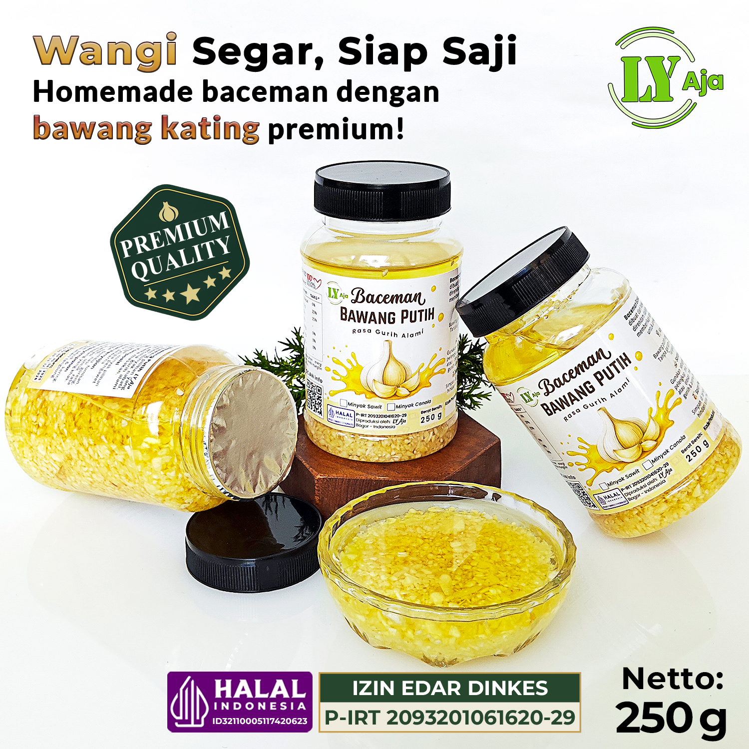 LY Aja Baceman Bawang Putih Kating 250g – Minced Garlic in Oil Tanpa Pengawet Premium - Image 4