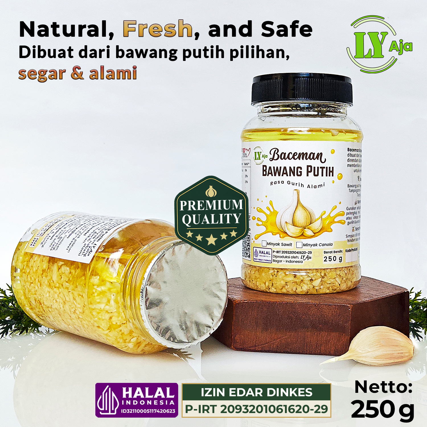LY Aja Baceman Bawang Putih Kating 250g – Minced Garlic in Oil Tanpa Pengawet Premium - Image 3