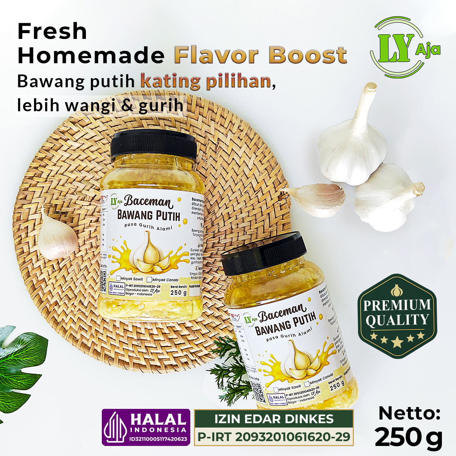 LY Aja Baceman Bawang Putih Kating 250g – Minced Garlic in Oil Tanpa Pengawet Premium - Image 2