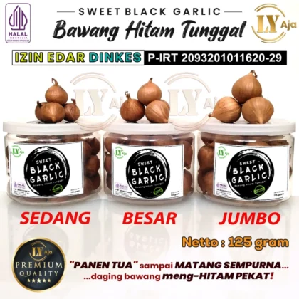 Bawang Hitam Tunggal 125g LY Aja – Super Premium Sweet Black Garlic, Manis & Sehat