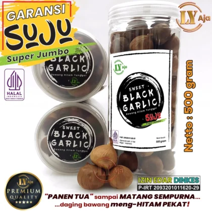 Bawang Hitam Tunggal Lokal 500g LY Aja – Sweet Black Garlic Super Premium