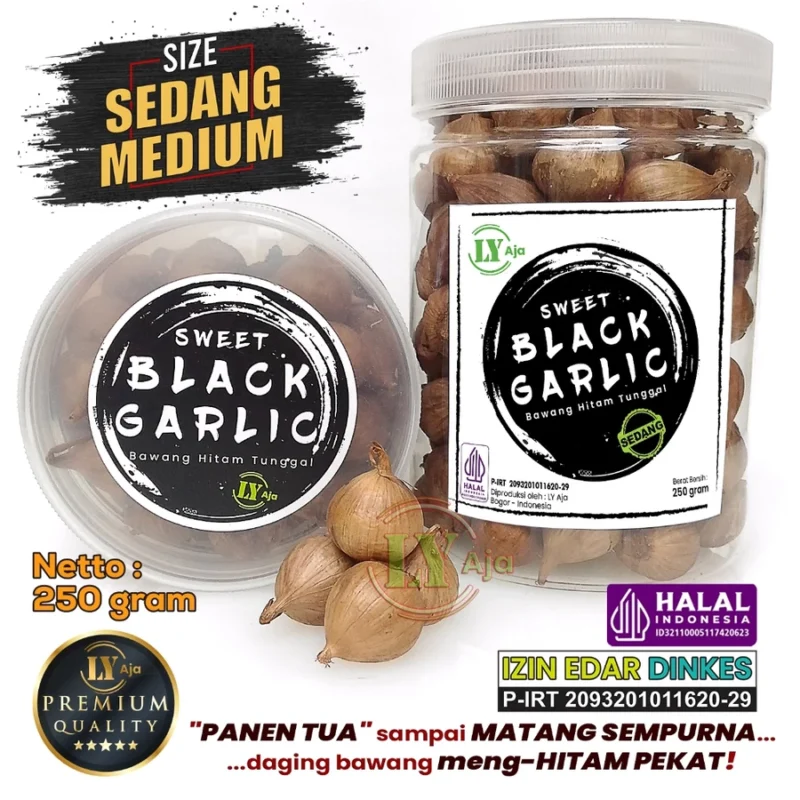 Bawang Hitam Tunggal 250 Gram LY Aja Lokal Super Premium Sweet Black Garlic - Gambar 4