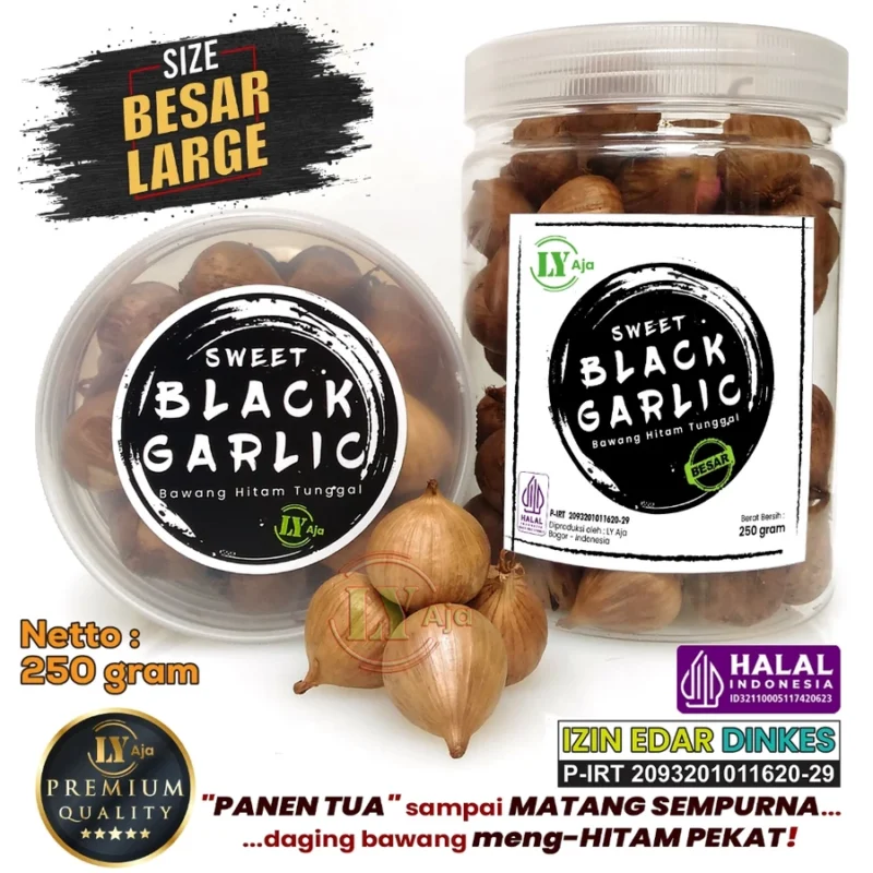Bawang Hitam Tunggal 250 Gram LY Aja Lokal Super Premium Sweet Black Garlic - Gambar 5