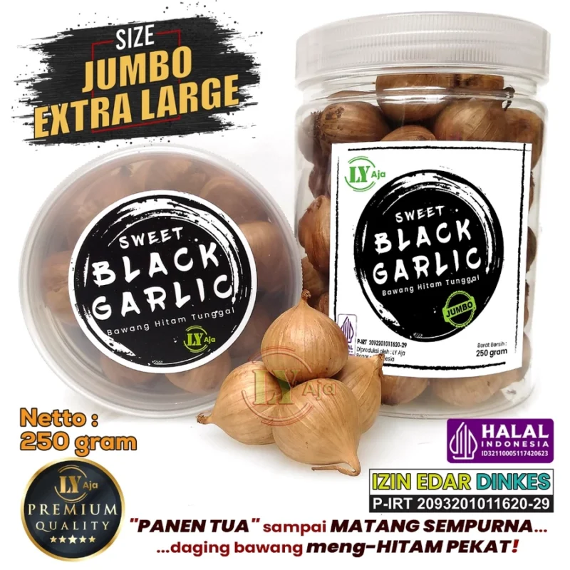 Bawang Hitam Tunggal 250 Gram LY Aja Lokal Super Premium Sweet Black Garlic - Gambar 6