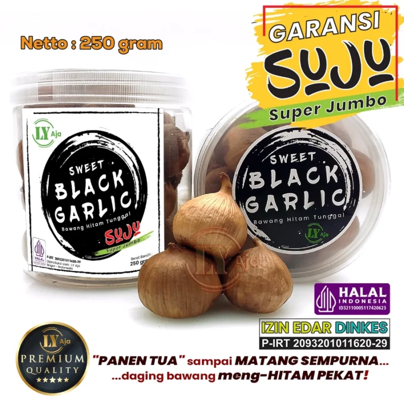 Bawang Hitam Tunggal 250 Gram LY Aja Lokal Super Premium Sweet Black Garlic - Gambar 7