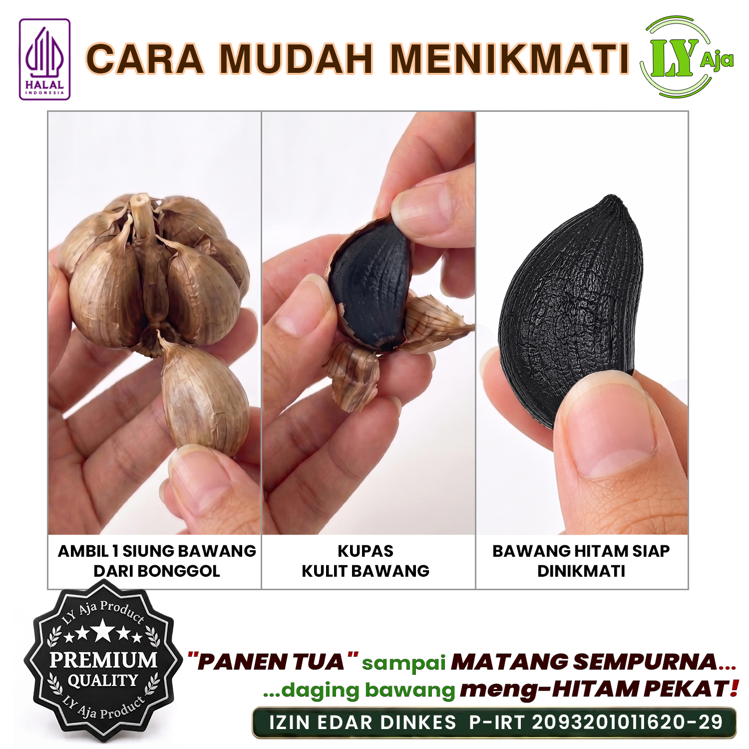 Bawang Hitam Kating Bonggol LY Aja Black Garlic Premium 125g & Paket 4x125g - Gambar 5