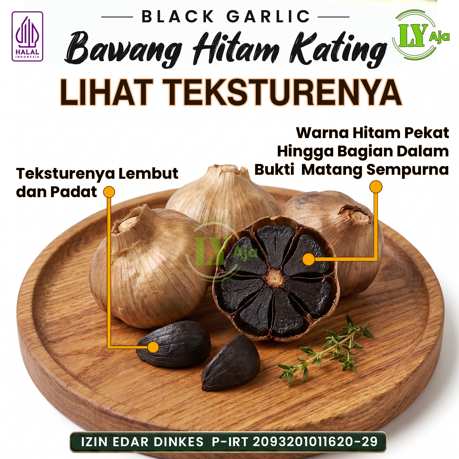 Bawang Hitam Kating Bonggol LY Aja Black Garlic Premium 125g & Paket 4x125g - Gambar 2