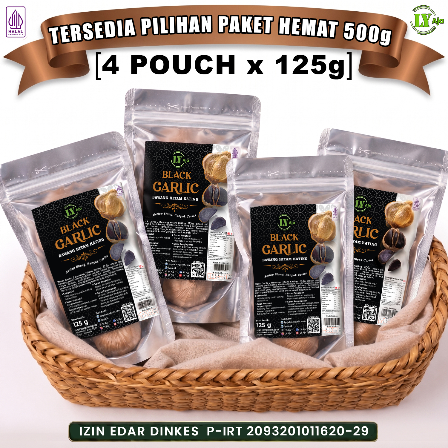 Bawang Hitam Kating Bonggol LY Aja Black Garlic Premium 125g & Paket 4x125g - Gambar 3