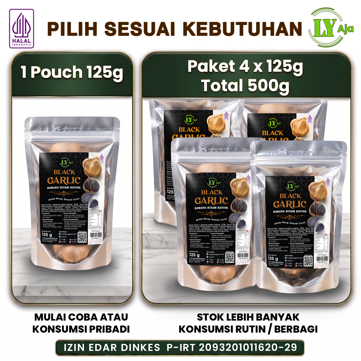 Bawang Hitam Kating Bonggol LY Aja Black Garlic Premium 125g & Paket 4x125g - Gambar 4