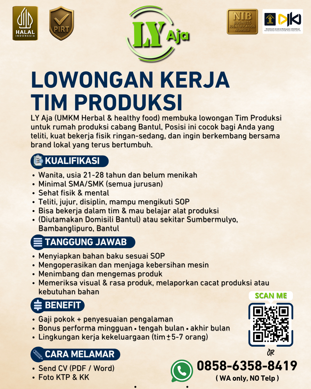 Poster Lowongan Produksi LY Aja