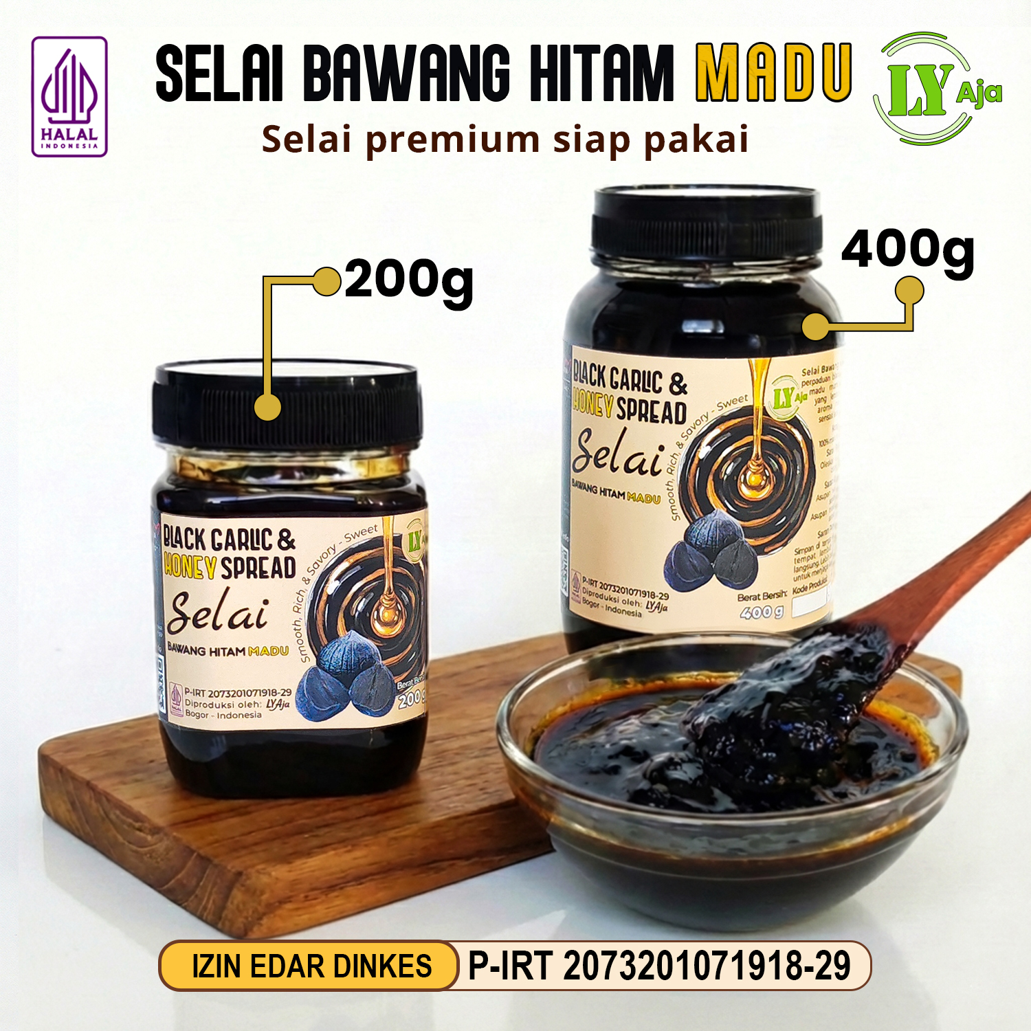 Selai Bawang Hitam Madu Black Garlic Honey Spread LY Aja tekstur creamy