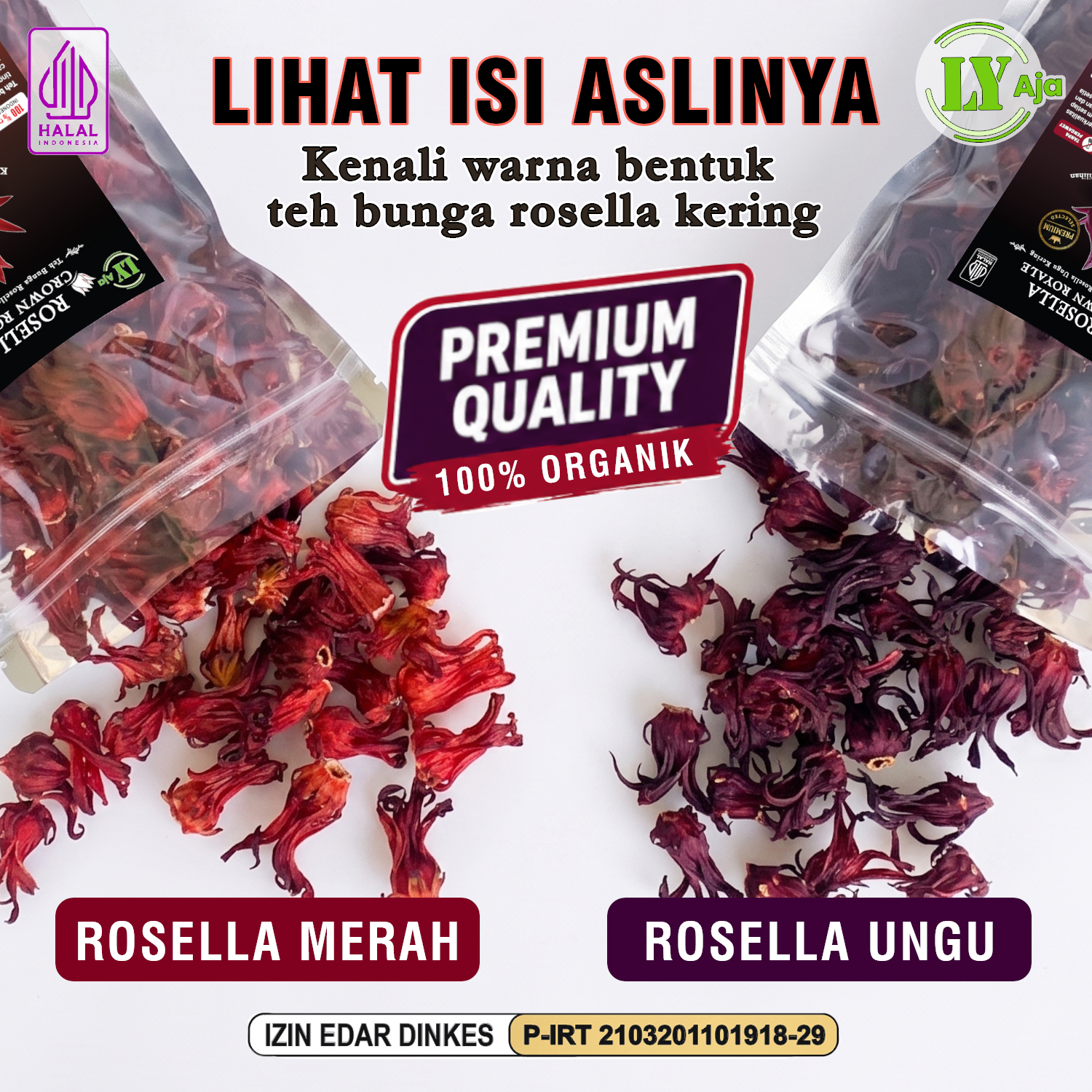 Teh Bunga Rosella Kering Merah dan Ungu LY Aja Premium 1kg 500g 250g 100g - Gambar 4